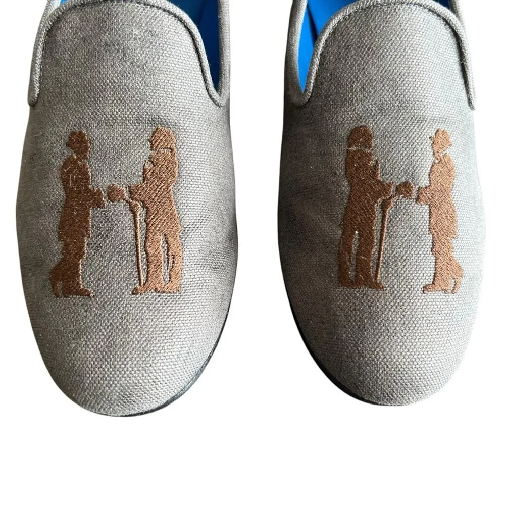 Hadleigh’s Women’s Audrey Gray Cobalt Blue Logo Smoking Slipper Loafer Size 37.5 - Image 4