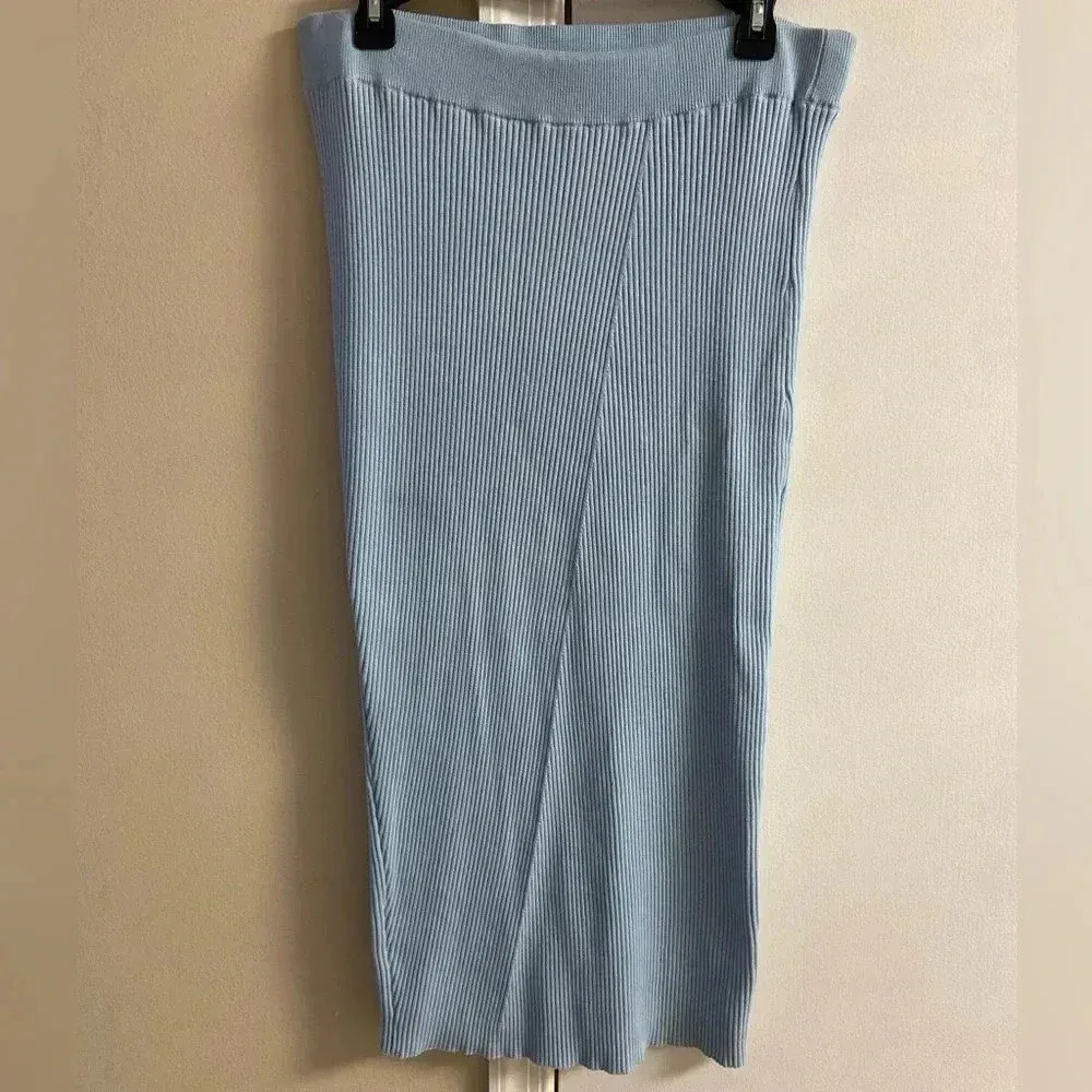 Favorite Daughter the Lena ribbed knit skirt midi baby blue cashmere blend‎ XL - Image 6