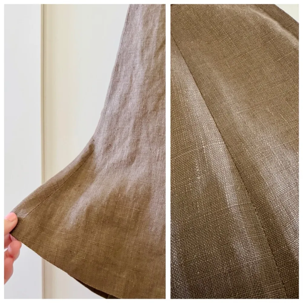 Vintage Robyn Meredith Taupe Tan Rustic Butchers Linen Knit Flutter Skirt, sz. M Brown Size M - Image 13