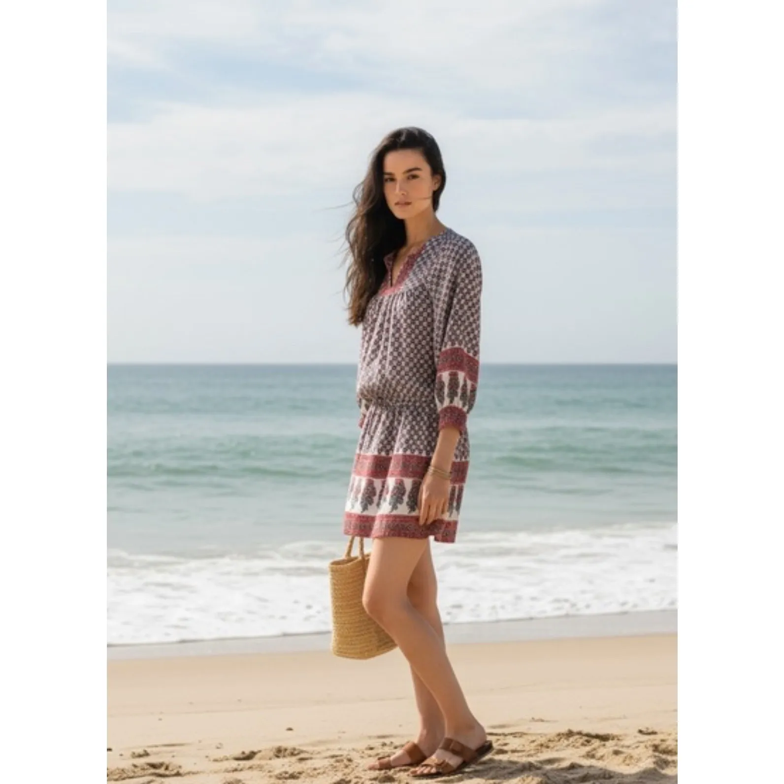 Ulla Johnson Bazaar Silk Mini Blouson Dress Light Indian Floral Print Size 2 - Image 2