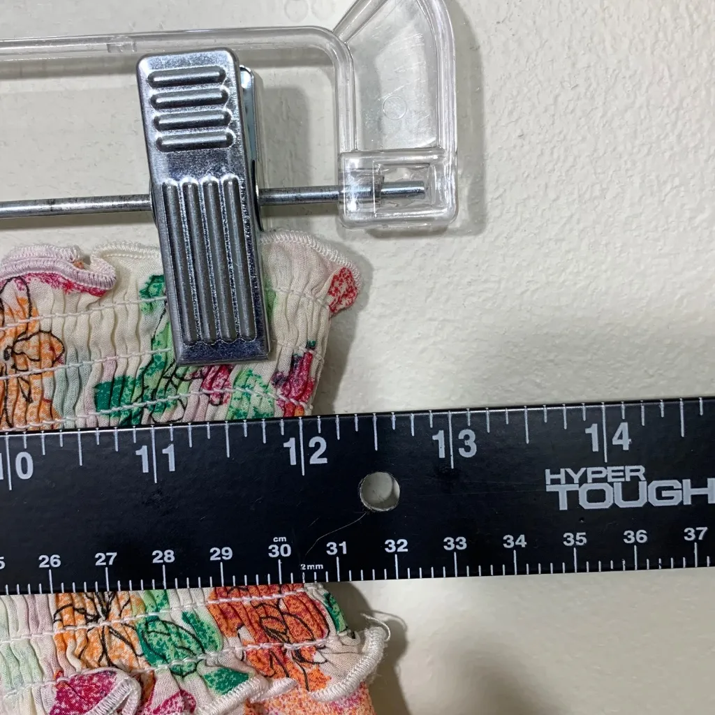 Frenchi Floral Smocked Waist Skirt Size S White Multicolor Boho Lined Cotton Ble - Image 3