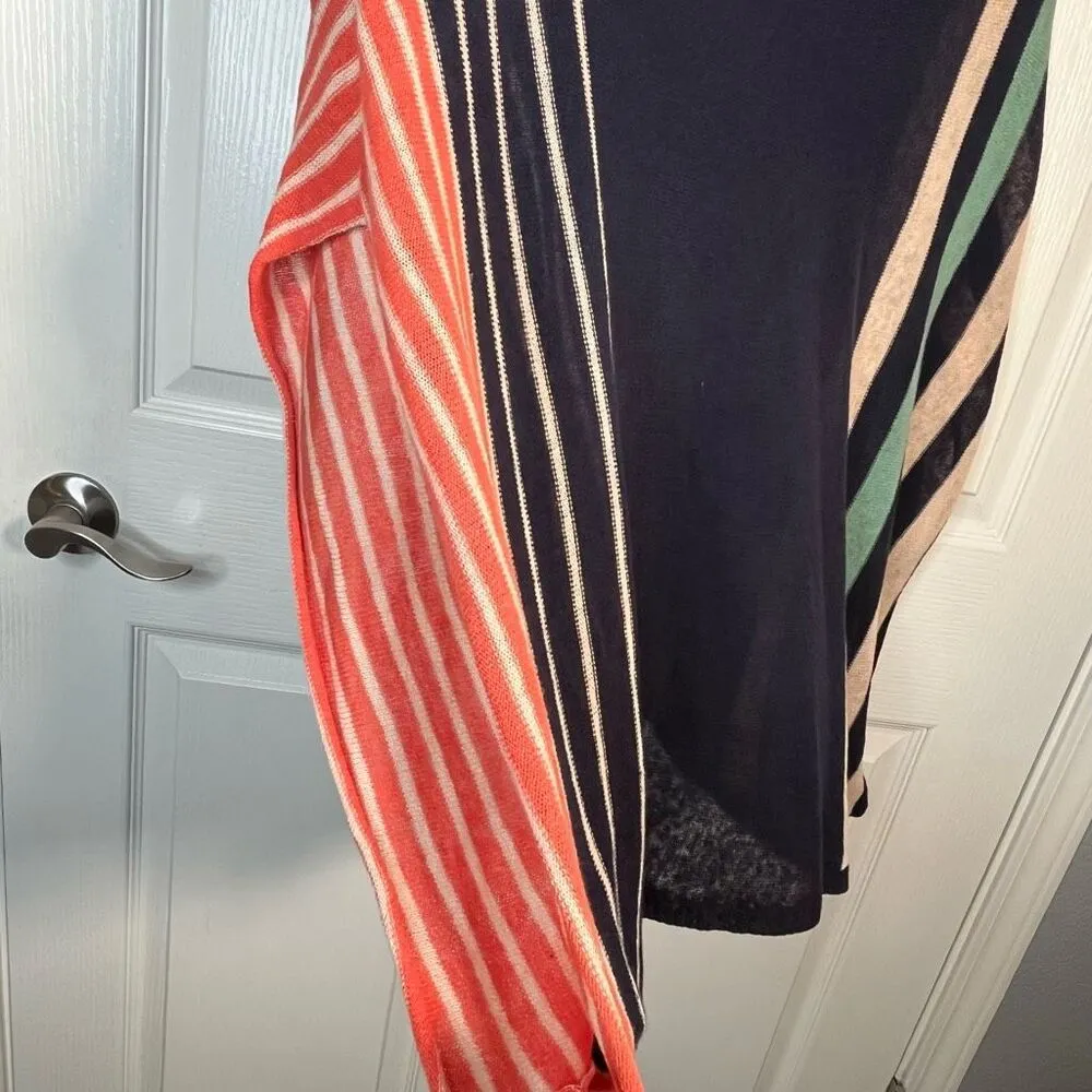 Moth by Anthropologie Sz S Linen Blend Poncho Sweater Multicolored Stripes - Image 6