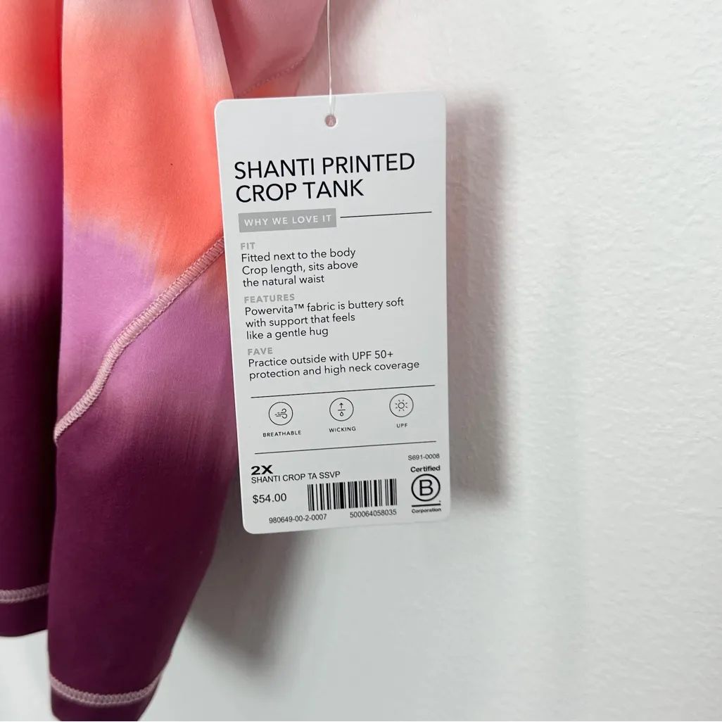 Athleta Shanti Printed Crop Tank in Sea Spray NWT size 2X Athletic - Image 6