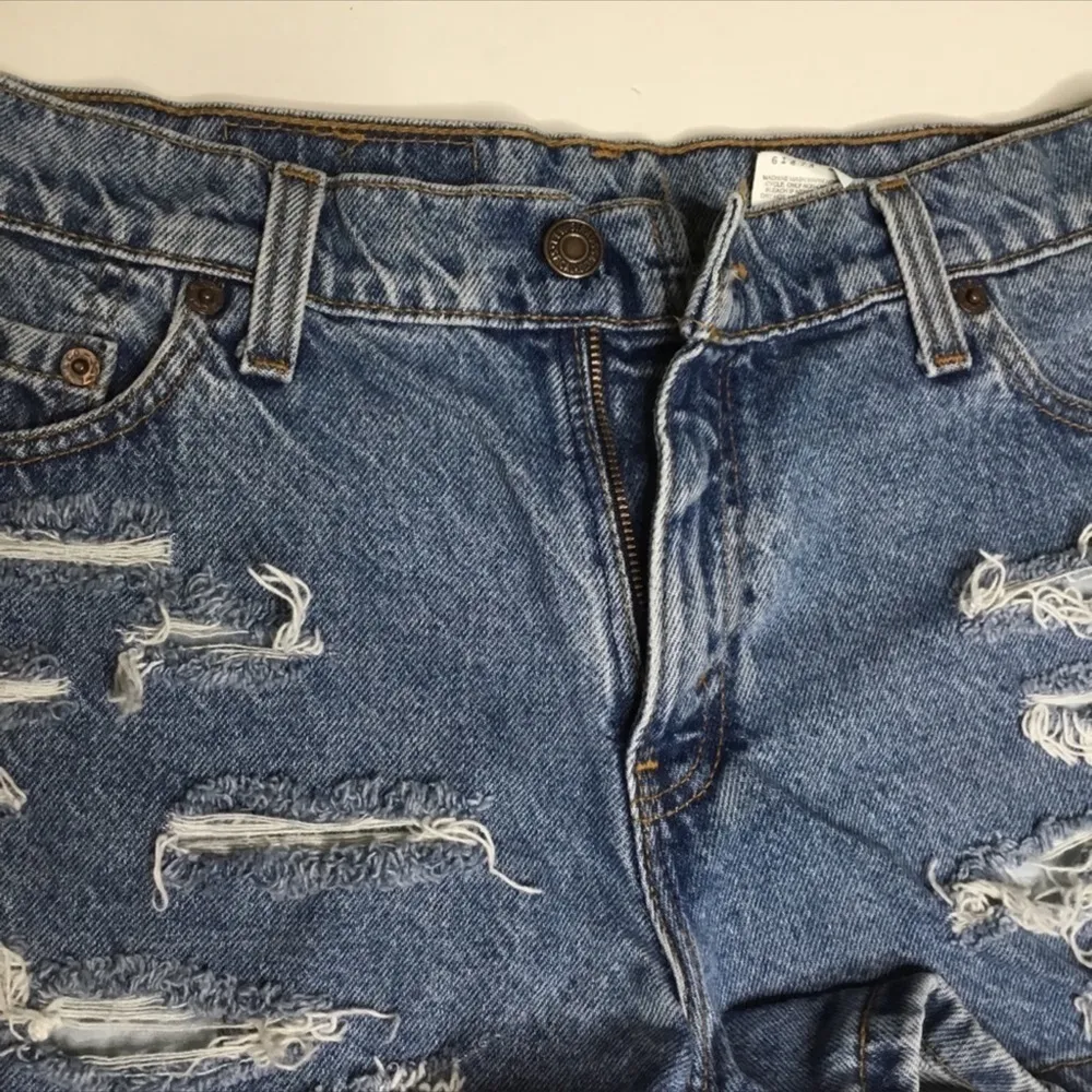 Levi’s 511 Ripped High Waist Flat Hem Blue Jean Shorts 11 Jr - Image 3