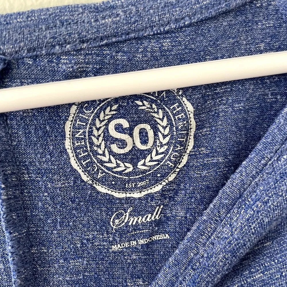 SO blue vibrant 3/4 sleeves crewneck top summer shirt classic comfortable style - Image 3