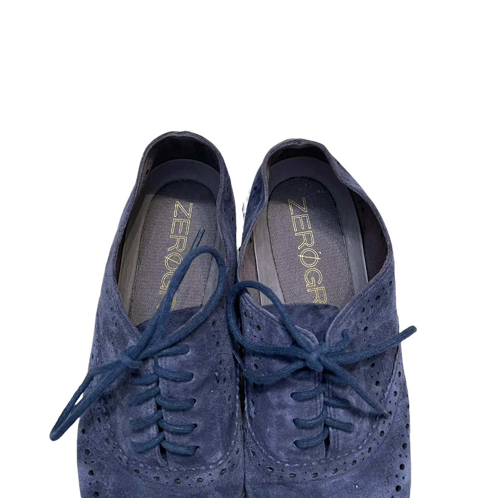 Cole‎ Haan Womens ZeroGrand Grand OS Wingtip Shoes Size 7.5B Blue Suede - Image 4