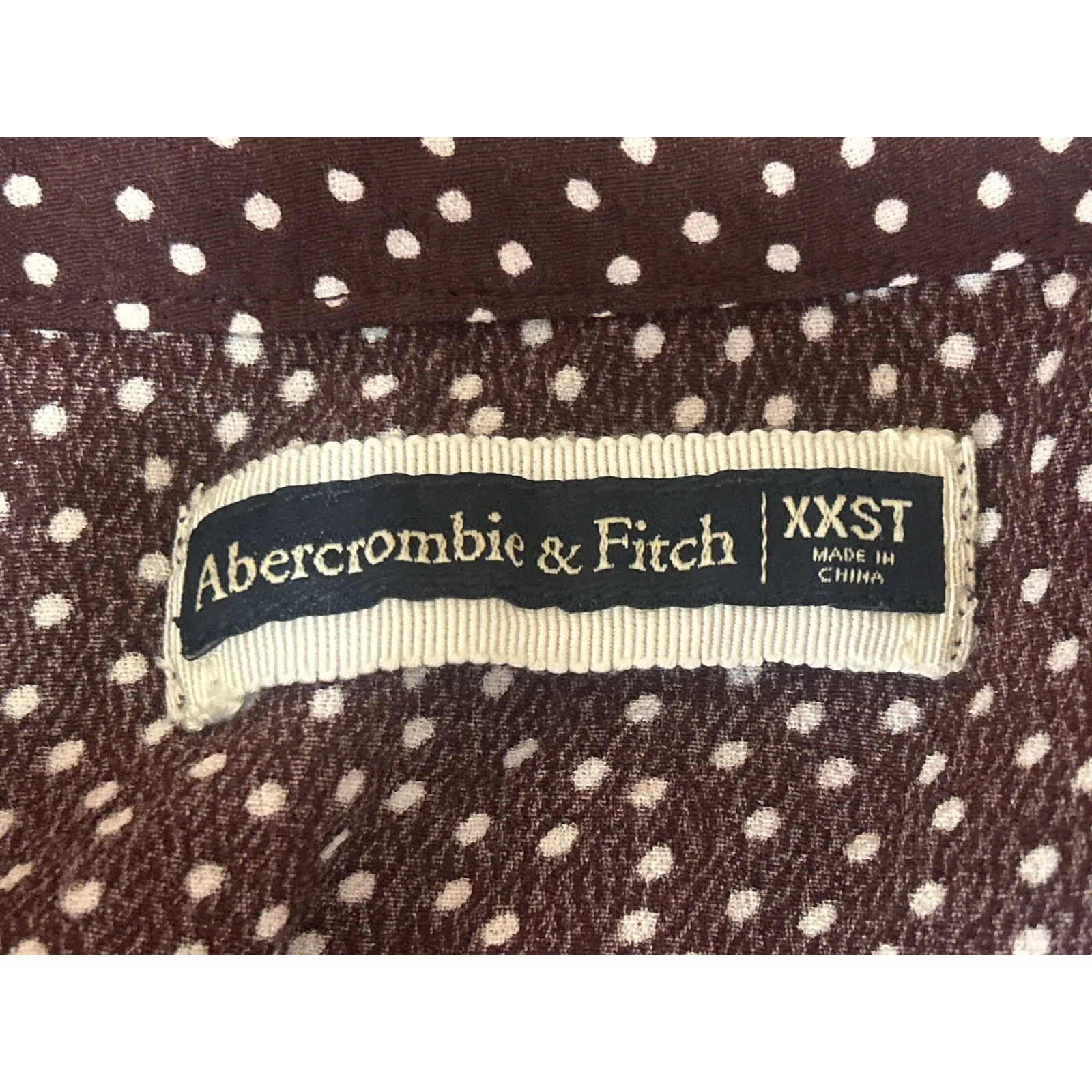 Abercrombie & Fitch Maroon Brown Polka Dots Short Sleeve V Neck Jumpsuit Sz XXS - Image 4