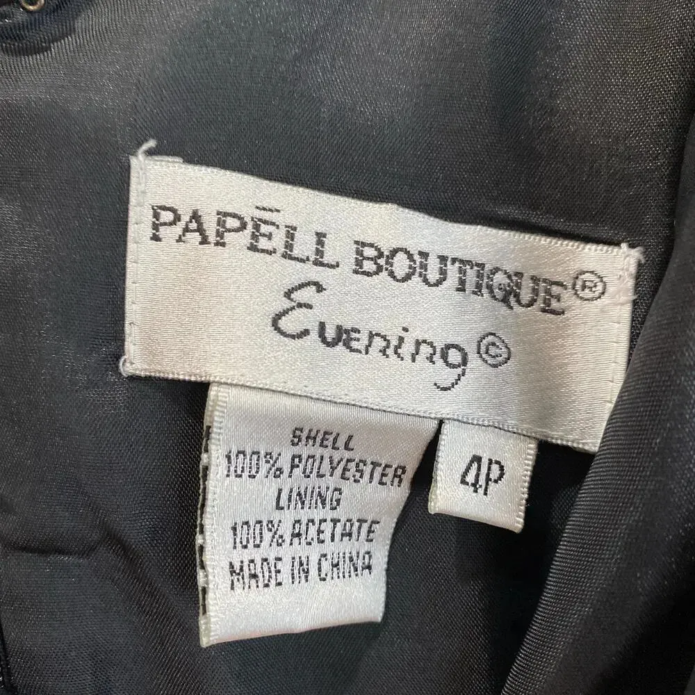 ADRIANNA PAPELL Vintage 90s Goth Prom Evening Dress Burgundy Red Size 4P Vampire - Image 4