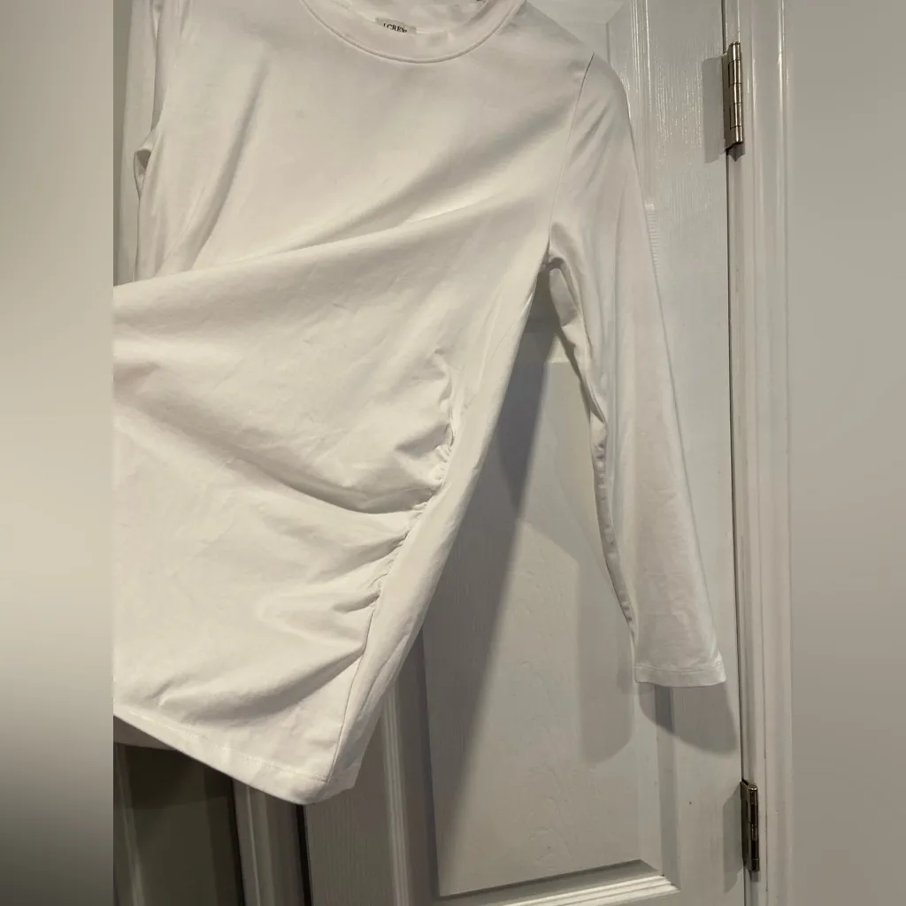 NWT J. Crew Size S Maternity White Stretch Crew Neck Long Sleeve Tee Shirt Tunic - Image 3