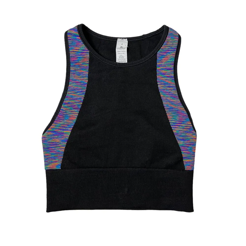 lululemon love revealed high neck bra crop top black rainbow - Image 2
