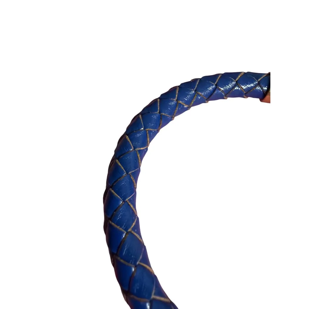 Twin Skull Blue Braided Leather Bracelet Rose Gold Tone Magnetic Clasp 6.5" - Image 3