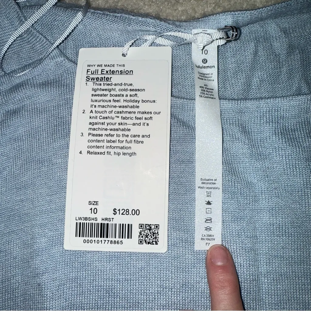 NWT Lululemon Athletica Full Extension Sweater in Heathered Starlight Size 10 - Image 7