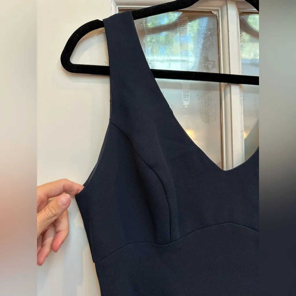 Vintage BCBGMAXAZRIA 90’s Elegant Navy Timeless Elegant Sleeveless Dress Size 6 - Image 3