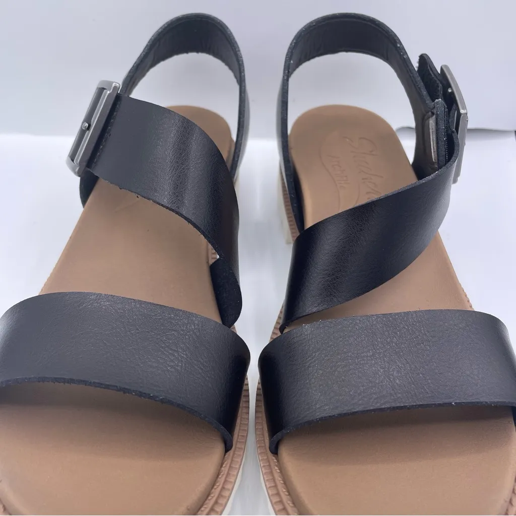 Skechers arch fit Lucy black vegan leather sandals women’s Size 9 - Image 3