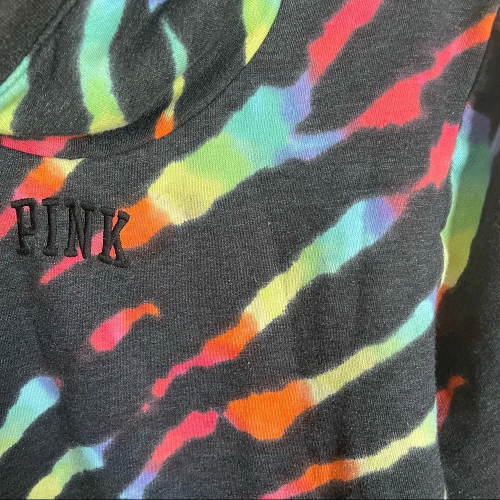 Victoria’s Secret Pink Tie Dye Sherpa Lined Cowl Neck Sweatshirt SZ S - Image 3