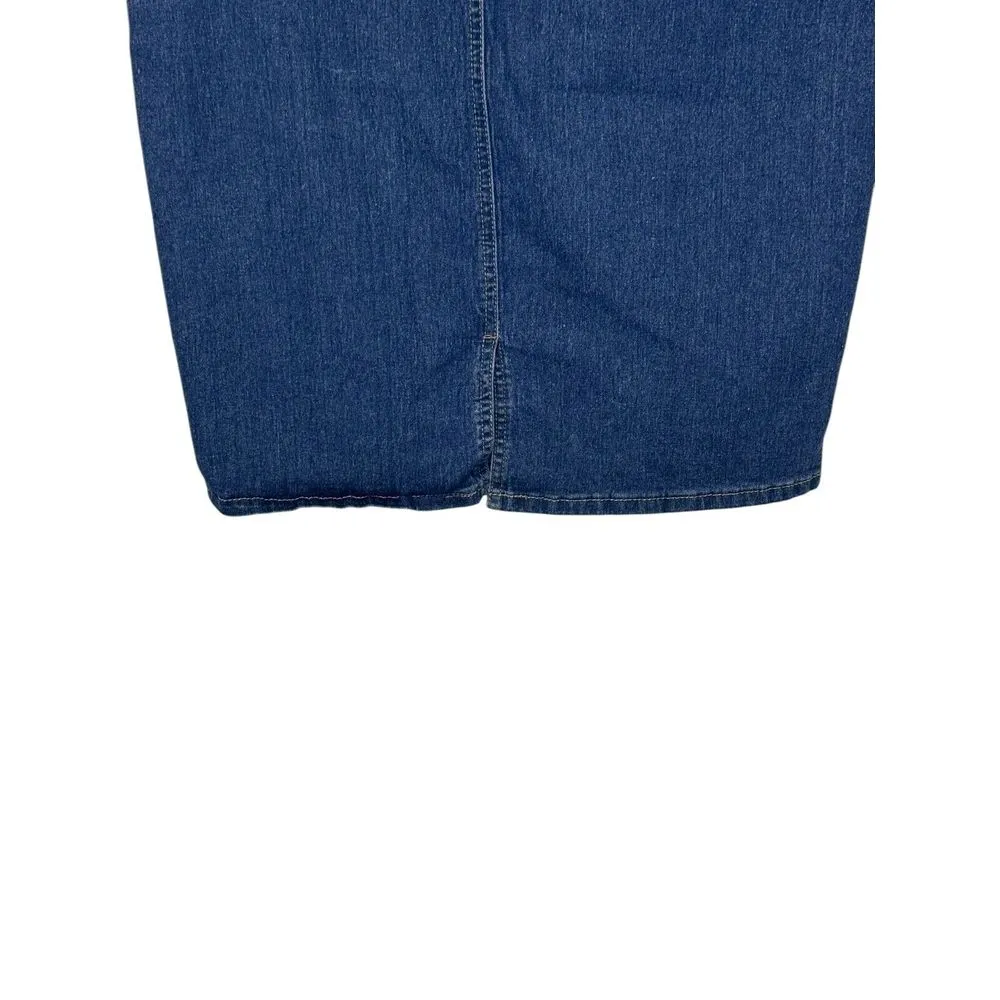 Ko Ko‎ Ailis Women's Pencil Skirt Mini Triple Button Stretch Denim Blue Sz. 10 - Image 5