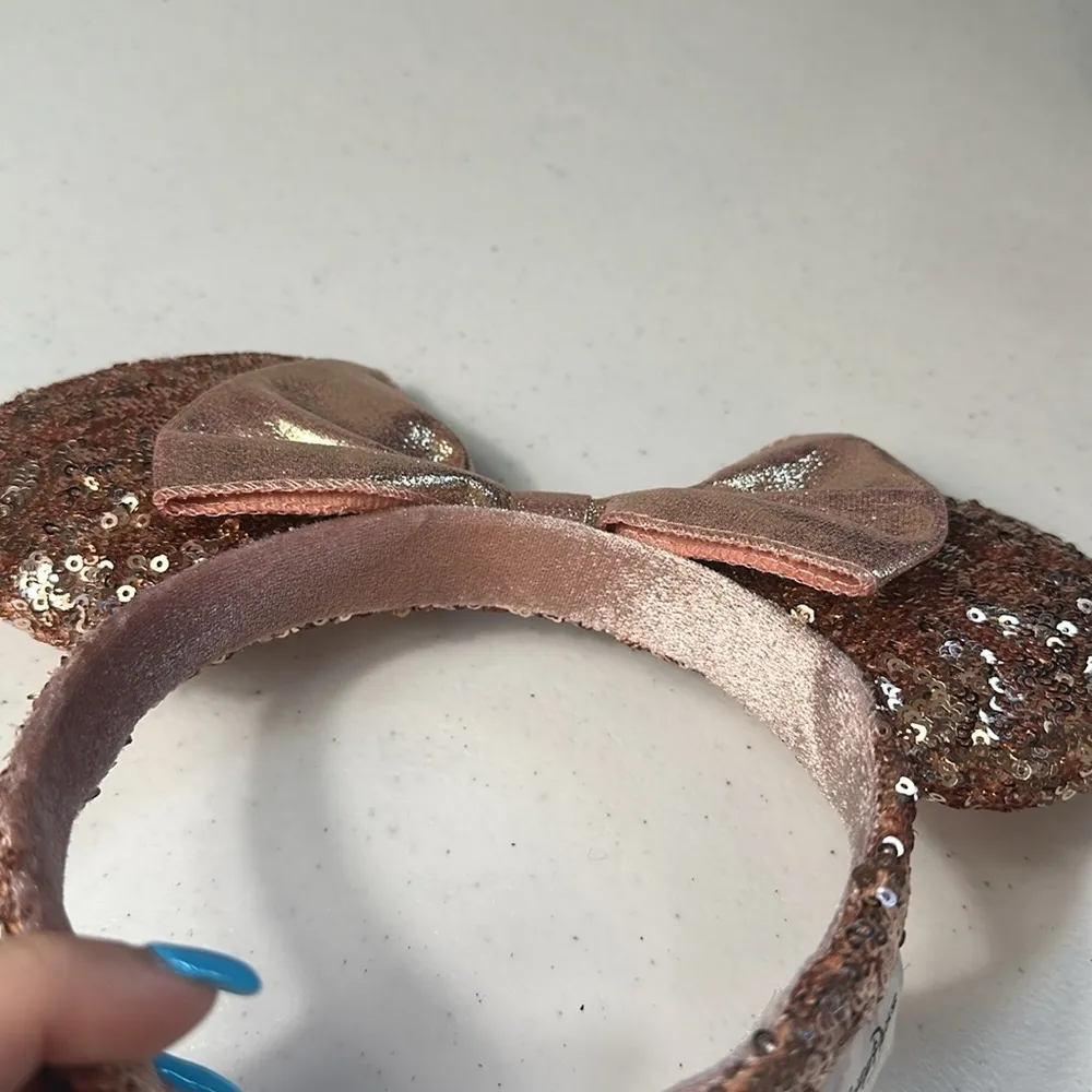 Disney Parks Mickey/Minnie Mouse Sequin Rose Gold Ears - Image 3