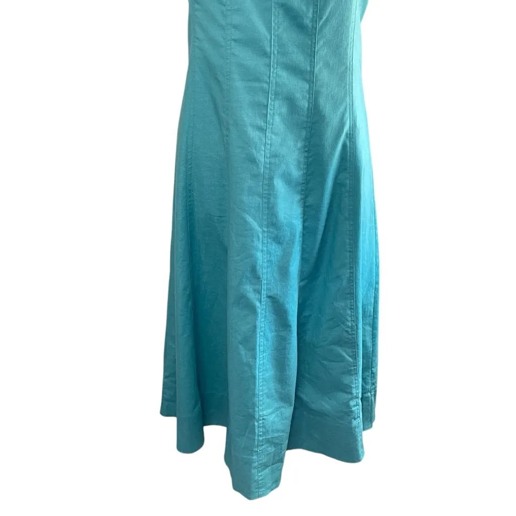 BANANA REPUBLIC Linen Blend Midi Dress in Aquamarine, Size 18* (runs small) - Image 4