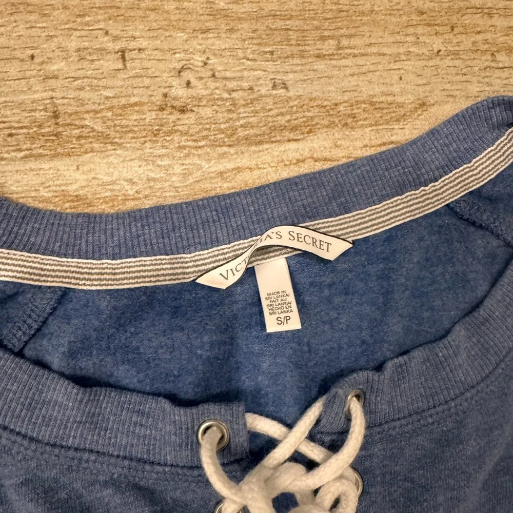 Victoria Secret Blue Lace-Up Sweatshirt - Image 3