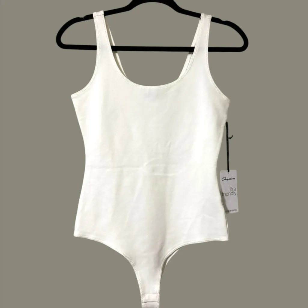 Shinestar size small bodysuit scoop neck off white new - Image 2