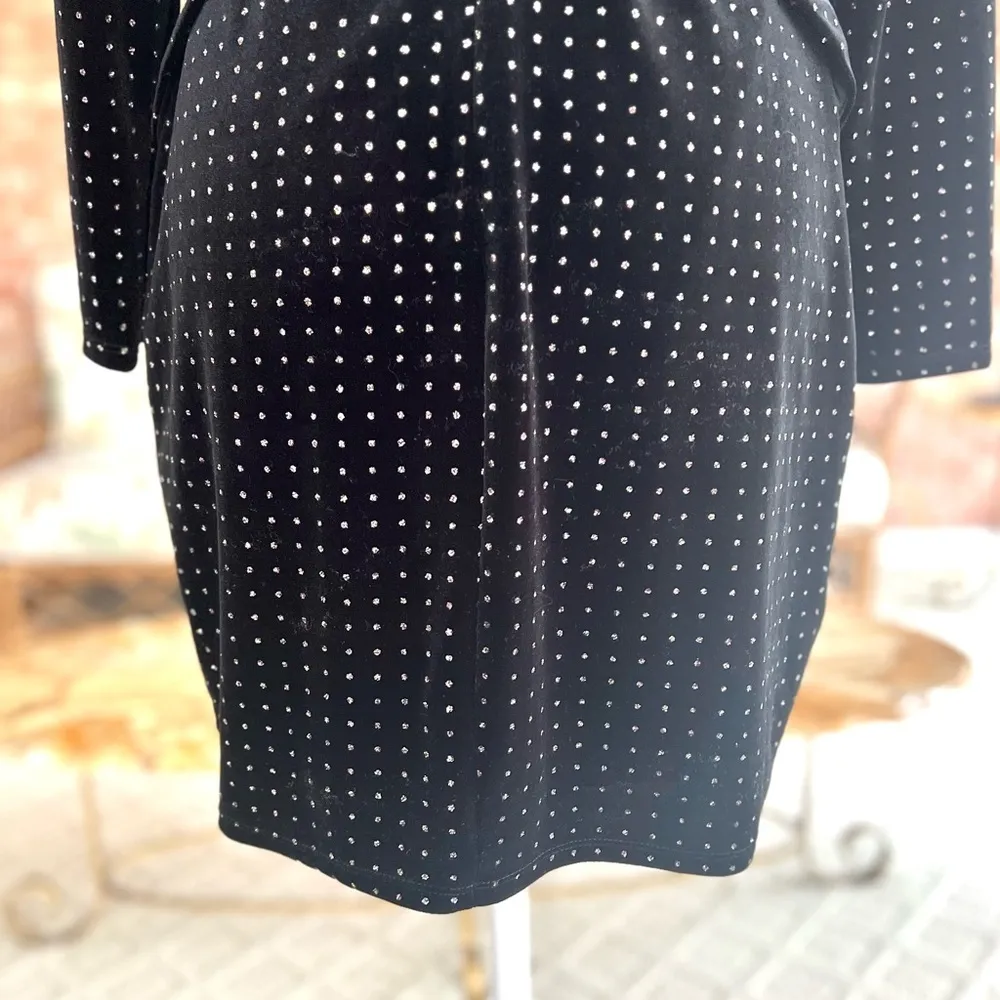 Express Velvet Dress Black Cocktail Shimmer Backless Long Sleeve Mini M (6/8) - Image 13