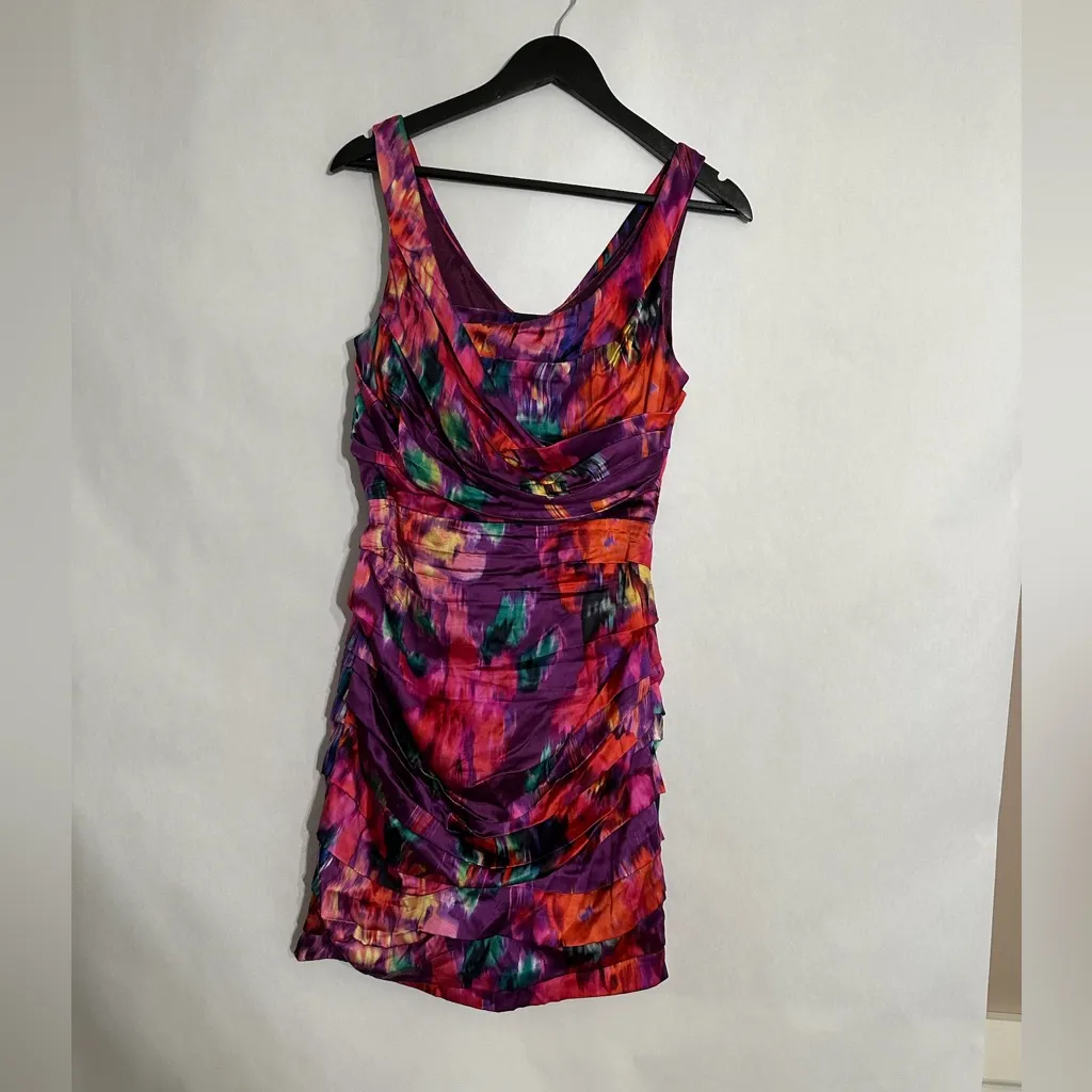 Express Design Studio Multicolor Silk Bodycon Mini Dress Size 6 - Image 2