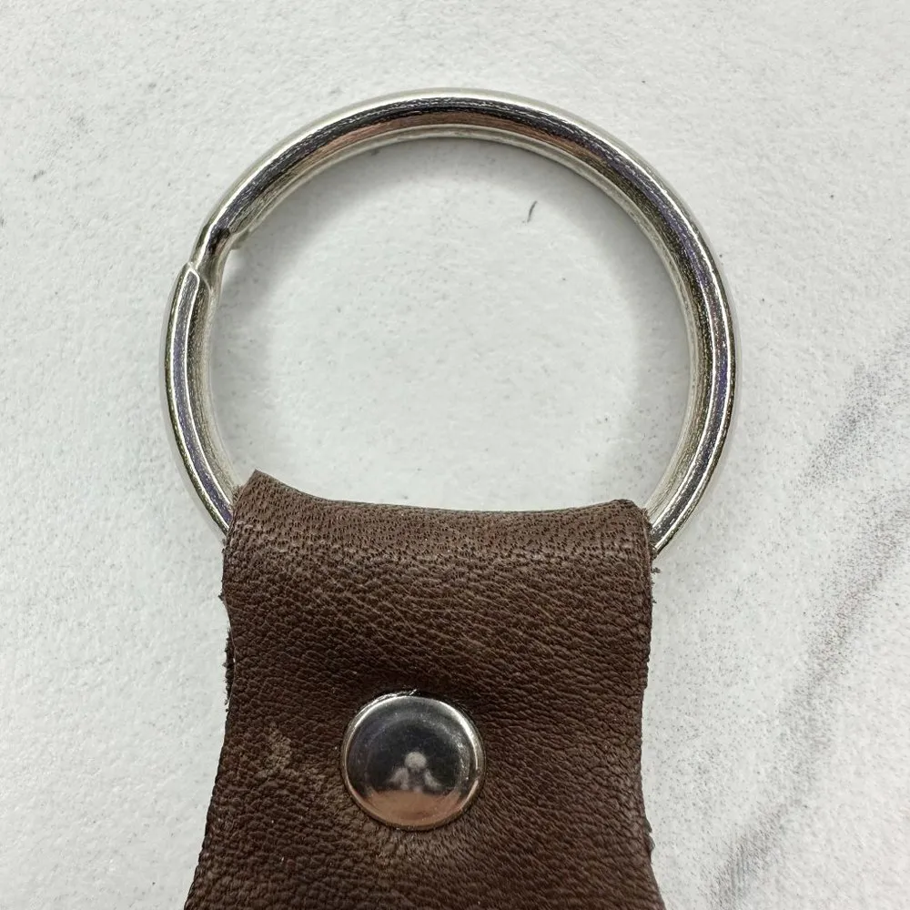 Soft Brown Leather Fringe Western Concho Rock Creek Idaho Boho Keychain Keyring - Image 4