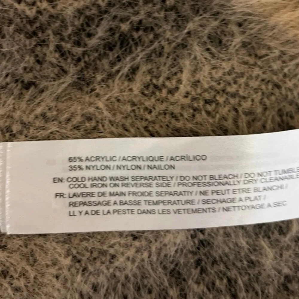 Band Of Gypsies Animal Print Faux Fur Long Sleeve Cardigan Sweater Coat Jacket L - Image 5