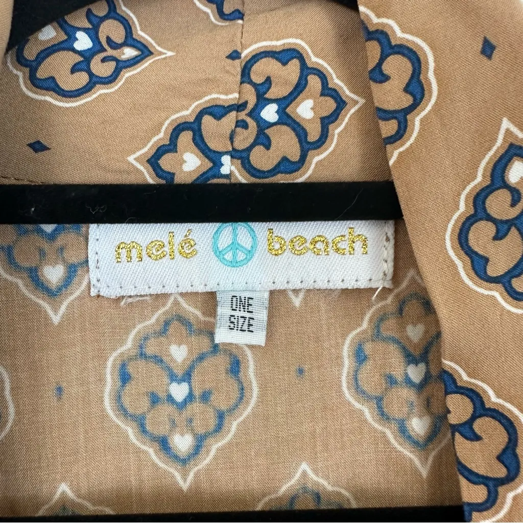 Mele Beach | Tan Patterned Longline Kimono Viscose Beach Wear One Size Size undefined - Image 3