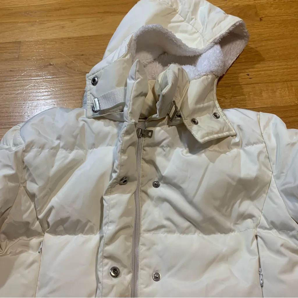 Guess Down Feather Hooded Puffer Winter Jacket White Women’s Large - Image 5