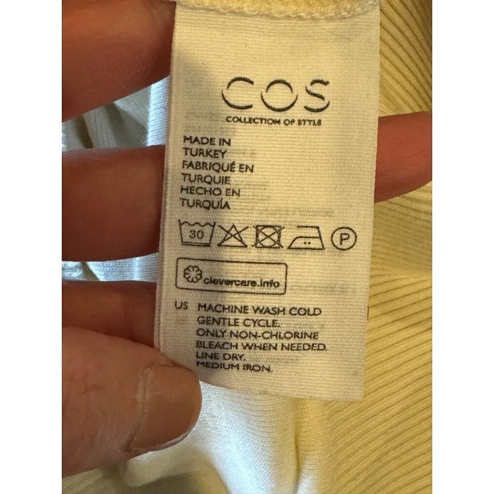 COS Sweater Women Small Ivory V Neck Cotton Blend Ribbed Lightweight Pullover - Image 9