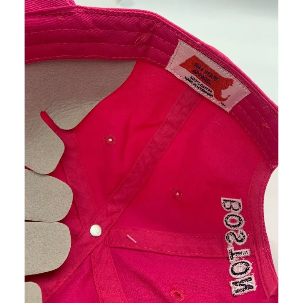 Boston massachusetts pink baseball cap hat for women 100% cotton, adjustable siz - Image 5