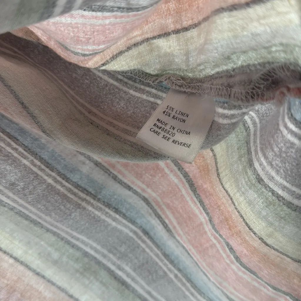 Tahari Multicolor Striped linen blend popover pastel rainbow 2X 3/4 sleeve - Image 9