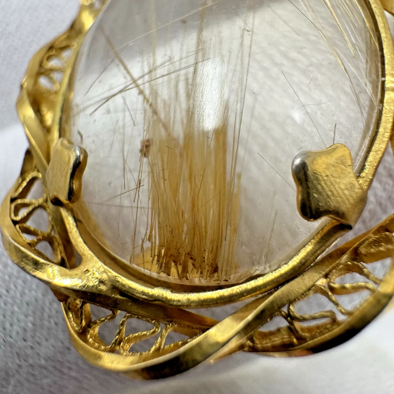 Vintage Gold Filled Pendant Necklace 1/20 12K GF Rutilated Quartz 18” Chain - Image 6