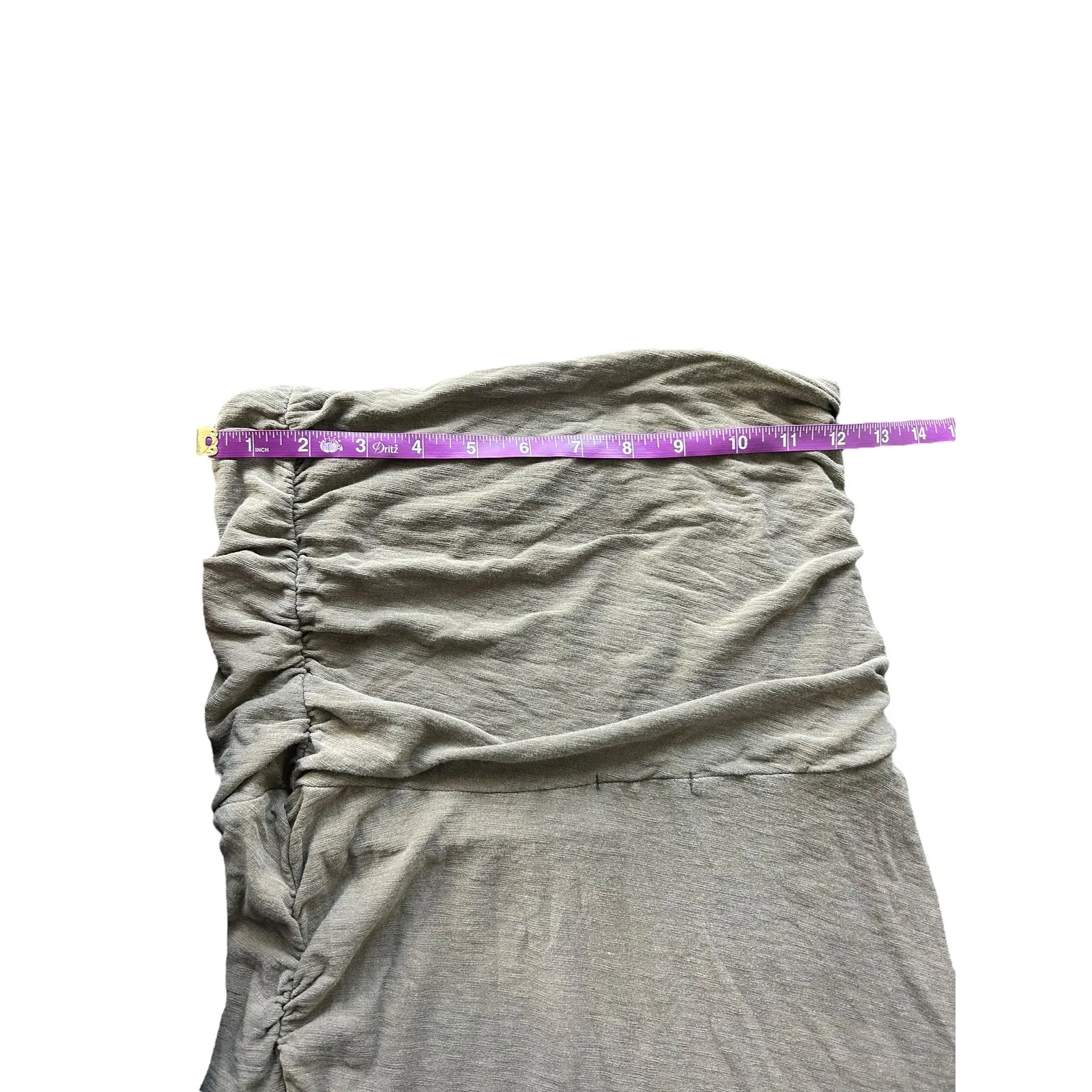 James Perse Brushed Jersey Skirt Gray Ruched Midi Skirt Size 1 Casual Chic - Image 8