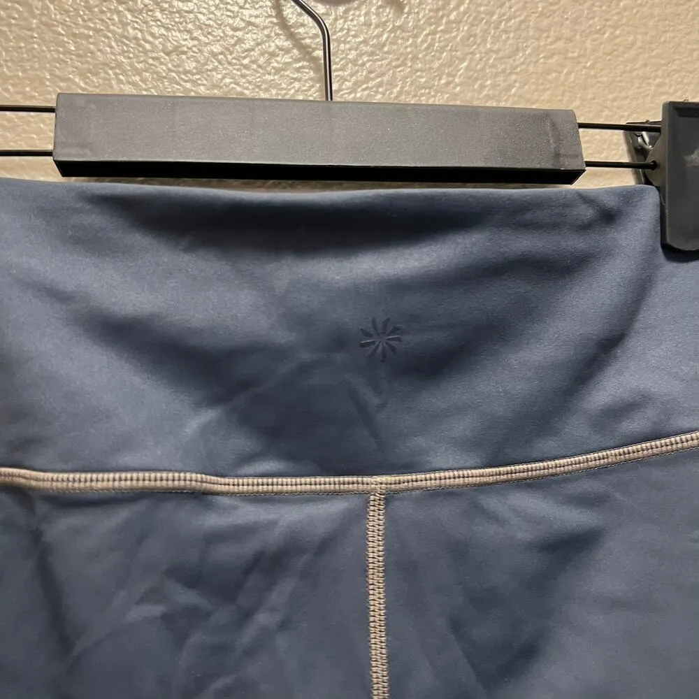 Athleta High Rise Shine Chaturanga Leggings Navy Blue Size Medium - Image 7