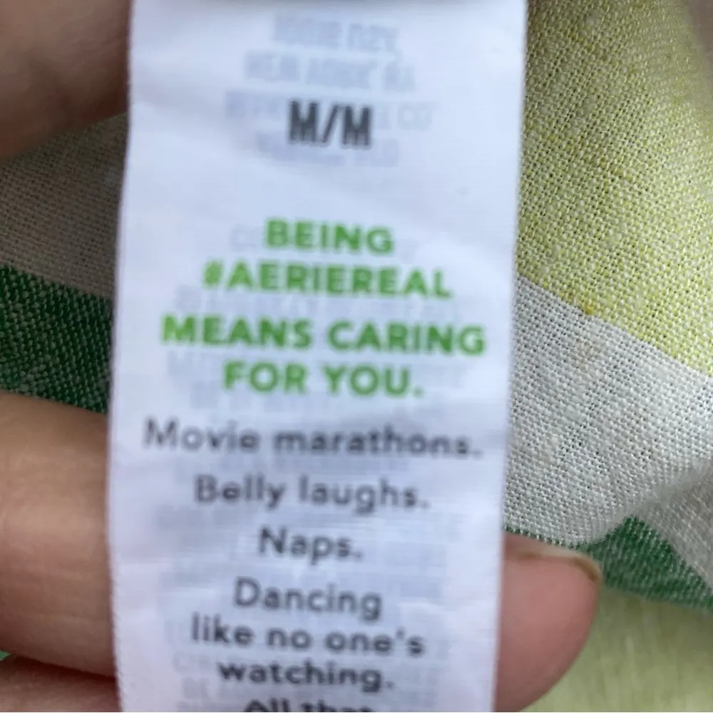 Aerie Green Striped Side Cut Out Linen Blend Mini Dress Size M - Image 9