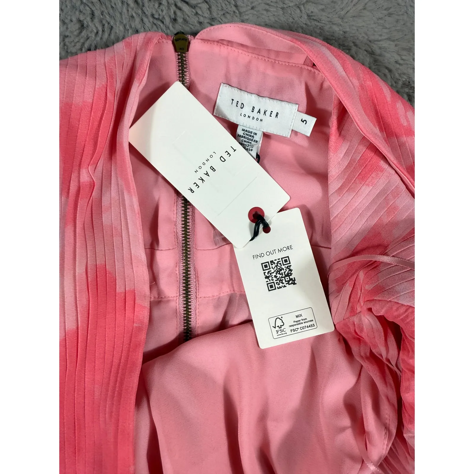 NWT Ted Baker Allover Mirelia Crisscross Halter Pleated‎ Midi Dress Pink L Party - Image 5
