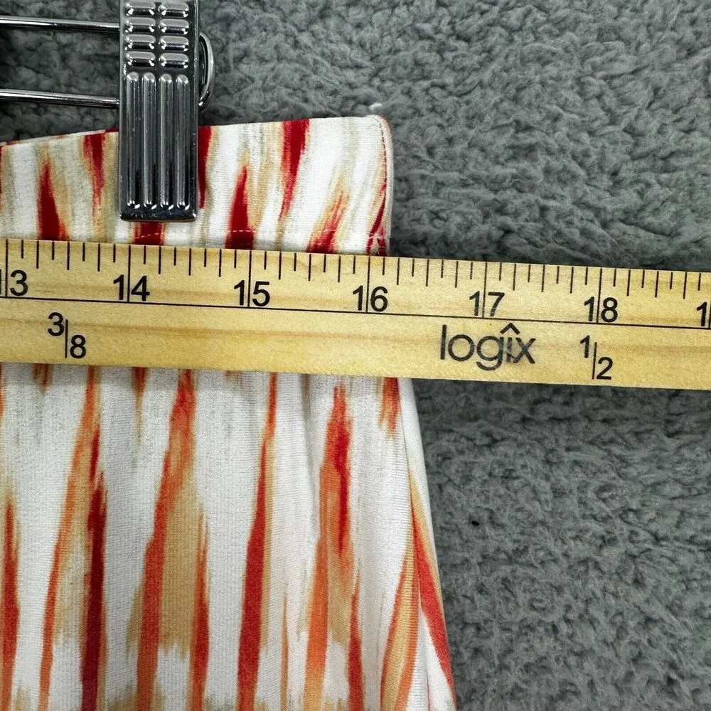 Chicos Maxi Skirt‎ Womens 1 Medium Red Geometric Pull On Stretch Boho Hippie - Image 4