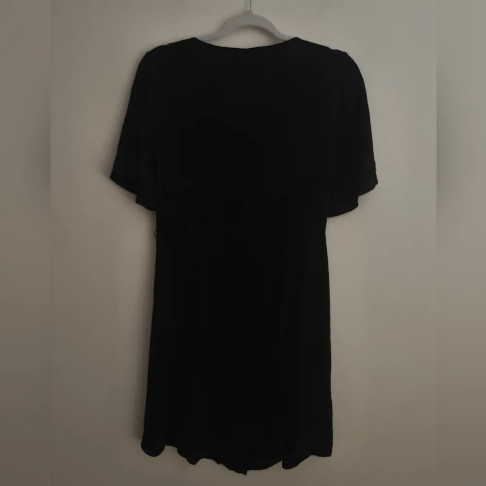 MNG Black Button Front Casual Short Sleeve Mini Dress Size 6 - Image 3