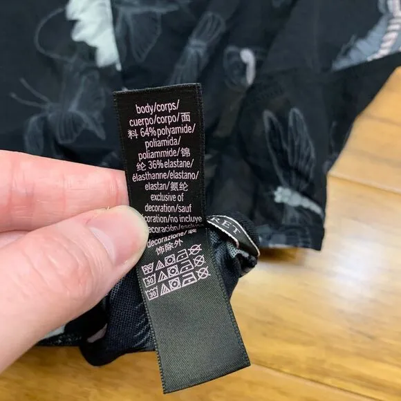 Victoria's Secret Top‎ Womens XL Black Floral Long Sleeve Crop Mesh Semi-Sheer - Image 6