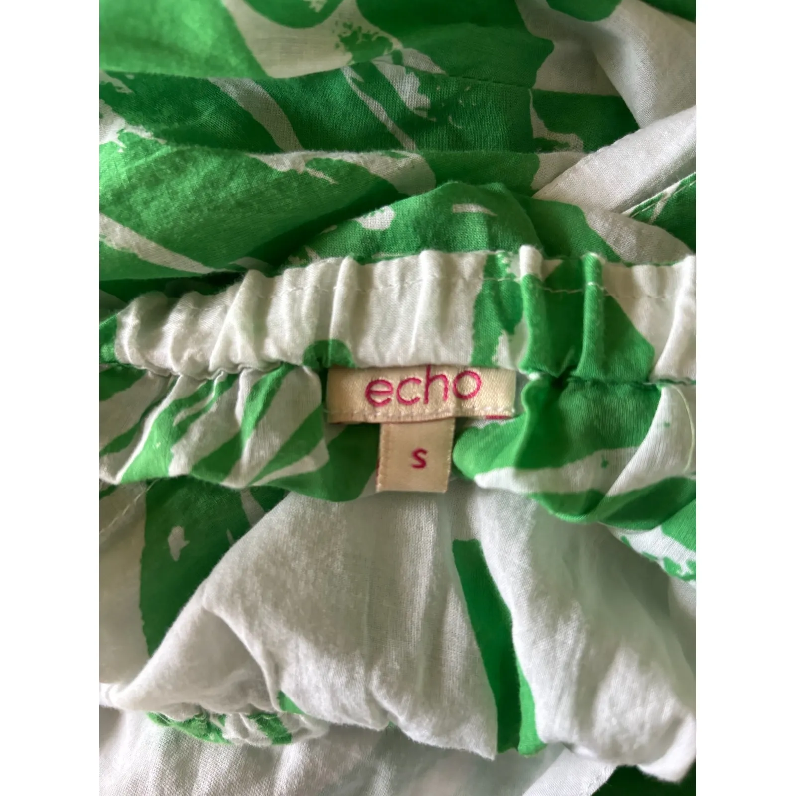 Echo Halter‎ Maxi Dress Small Green Floral 100% Cotton Resort - Image 6