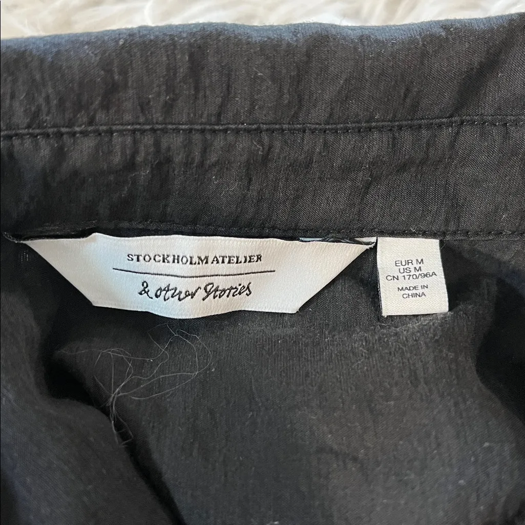 STOCKHOLM ATELIER & OTHER STORIES Oversized Shirt Dress Size Medium Black - Image 5