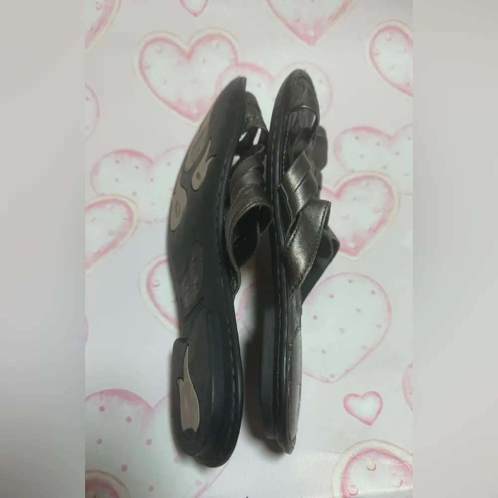 Born Metallic Pewter Woven Leather Women’s Strappy Sandals Shoes Size 7 - Image 4