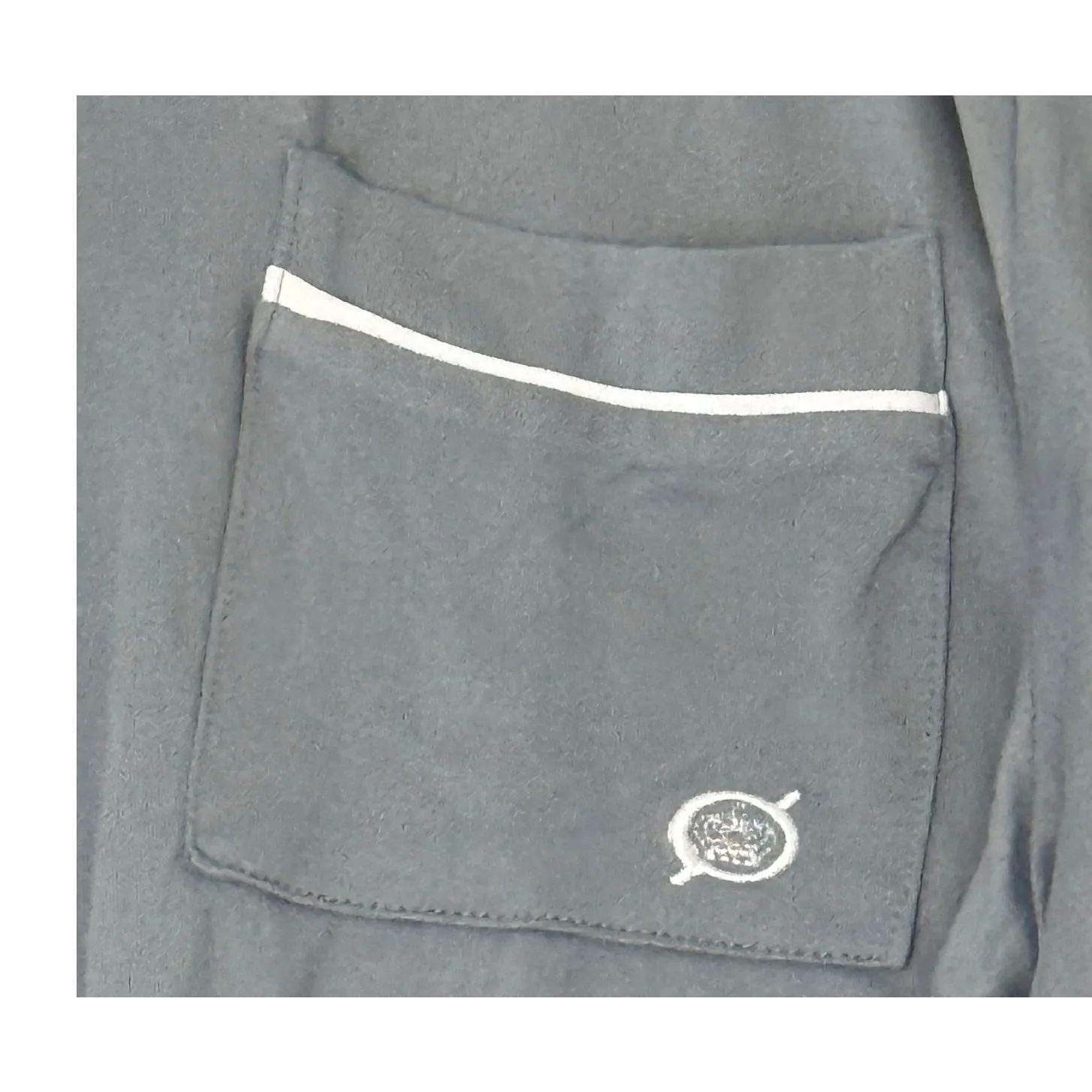 Born‎ Notch Collar Gray Blue Pajama Set Sz 2XL White Piping Detail Comfy Soft - Image 3