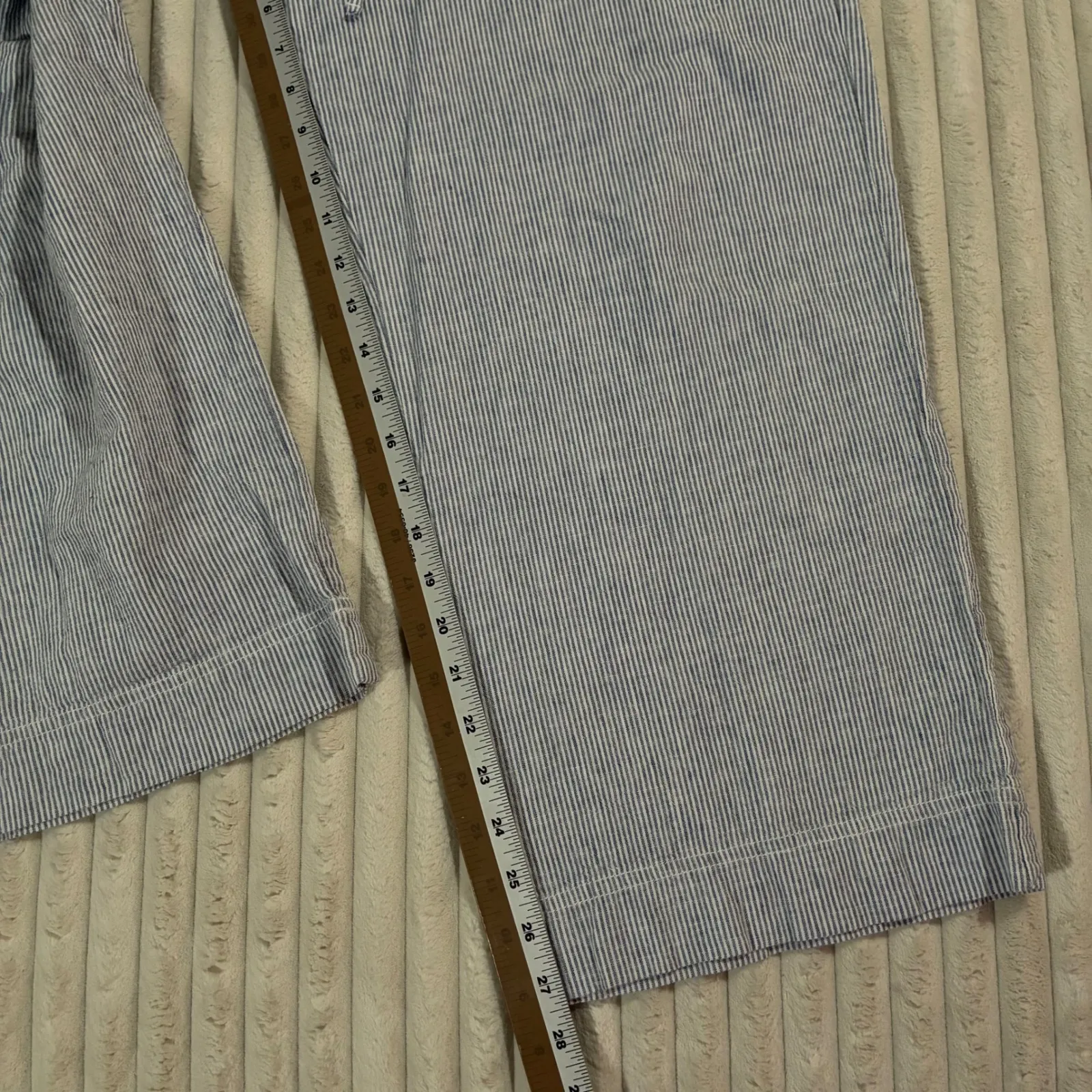 Talbots Petite Striped Linen Cotton Pants Drawstring Waist Wide Leg Women's 16P - Image 8