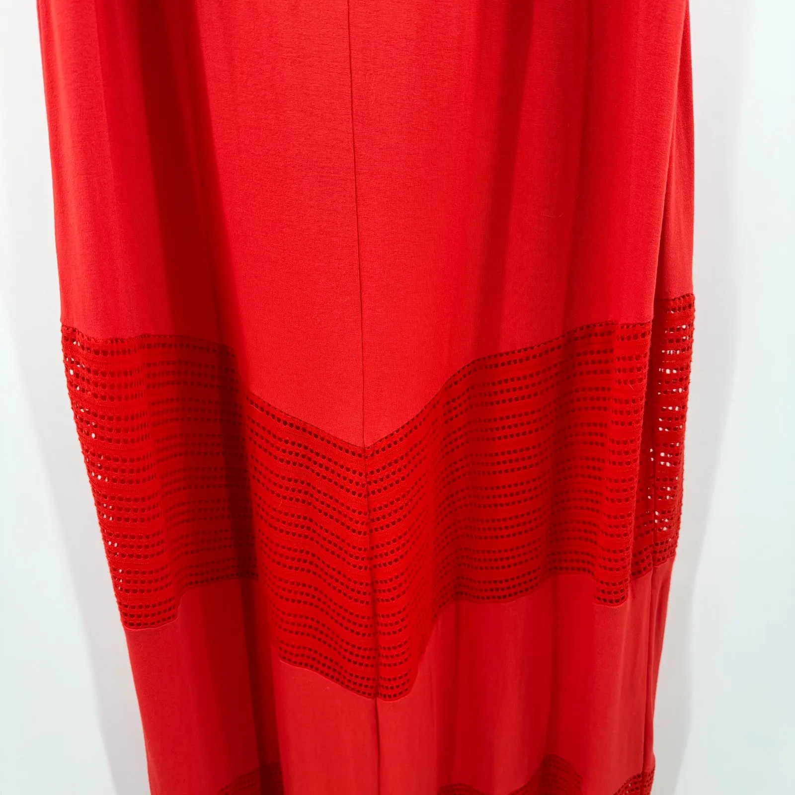 CHICO’S Maxi Dress SZ Large (12) NWT Annatto Orange Texture Detail Halter Eyelet - Image 9