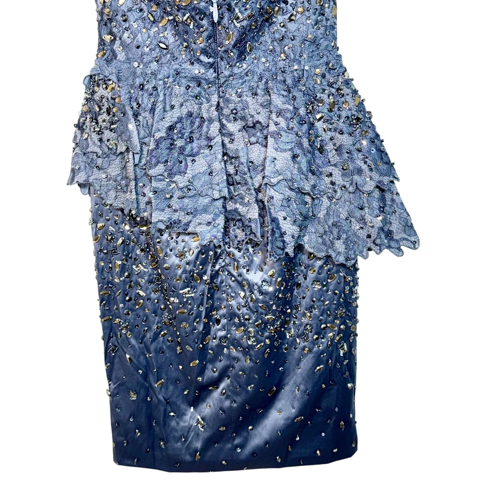 NWT Mandalay Grey Silver Beaded Sequin Lace Mini Cocktail Evening Dress Size 12 Gray - Image 7