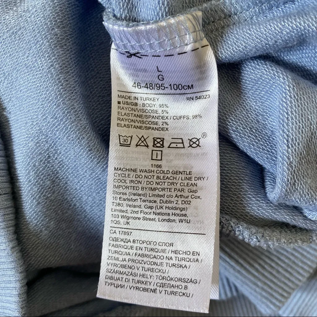 Banana Republic Ruche Neck Fleece Sweatshirt Light Blue Women's Size Large - Image 6