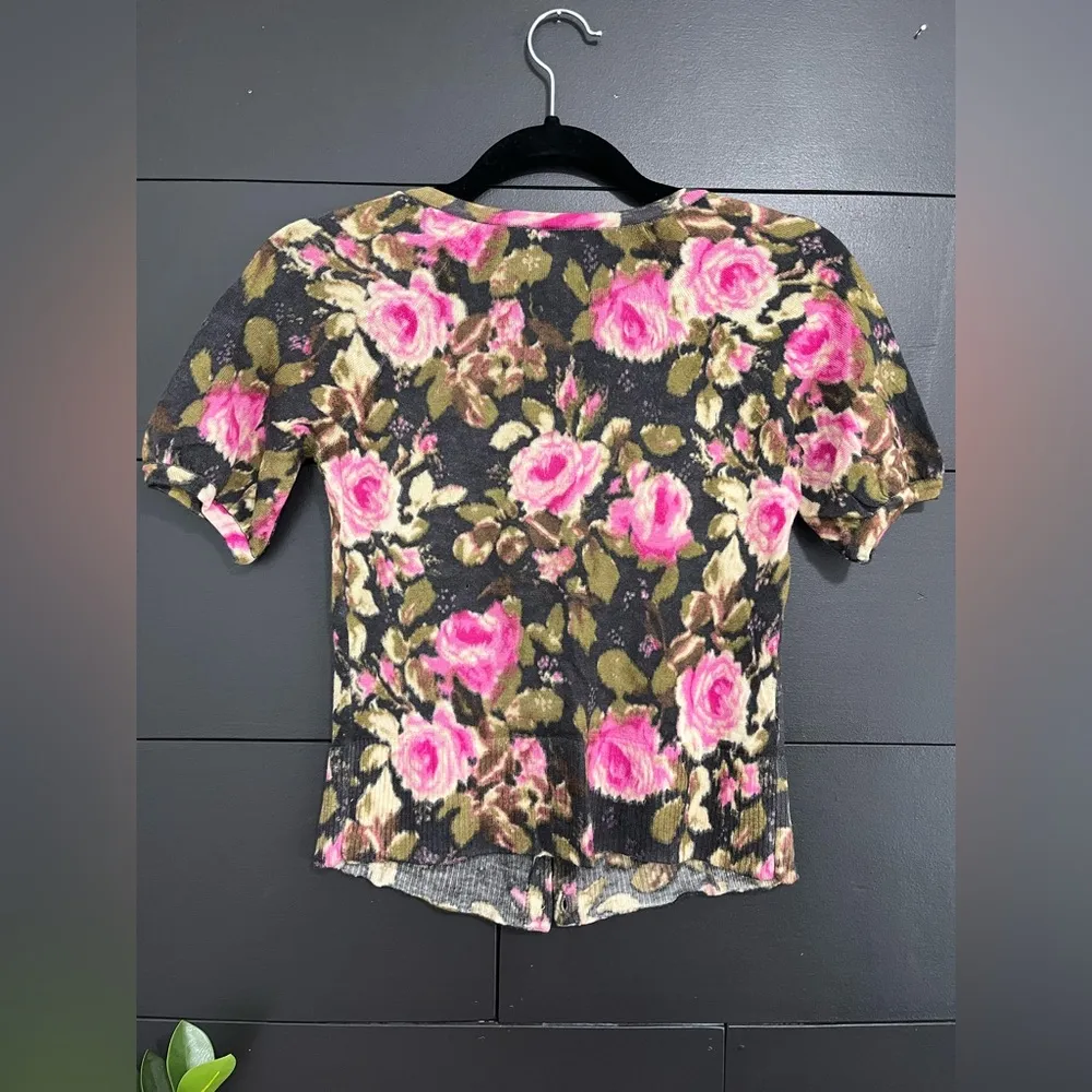 ANN TAYLOR LOFT Petites Floral 3/4 Cap Sleeve Button Down Sweater Women’s XSP - Image 5